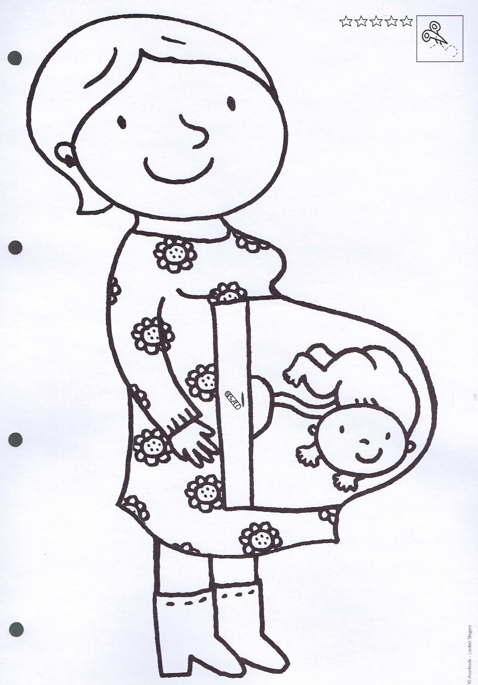Kleurplaat Zwangere Mama Thema De Baby Knutselen Thema Baby Thema Baby