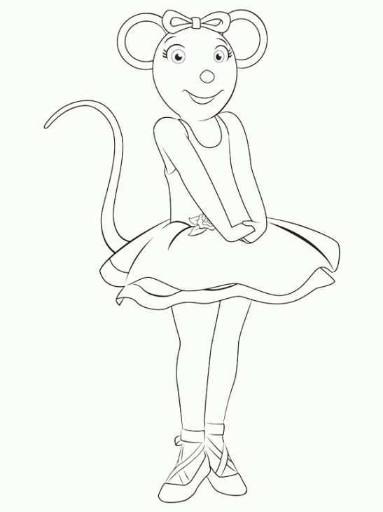 Angelina Ballerina Feeling Excited Coloring Page To Print Letscolorit Com Ballerina C