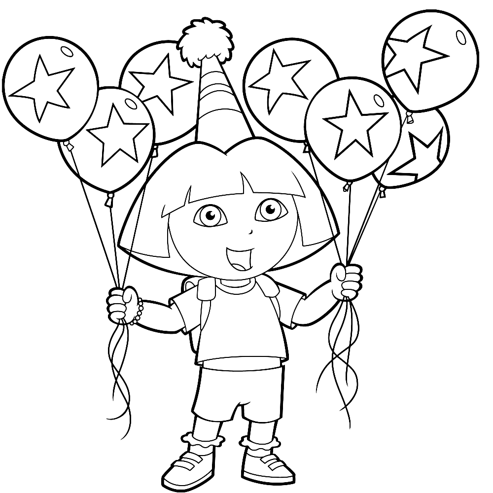 Leuk Voor Kids Kleurplaatdora Met Ballonnen Kleurplaten Ballonnen Verjaardag Knutselen