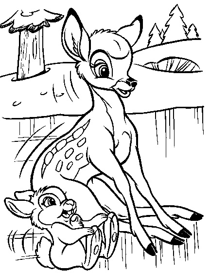 Print Bambi En Stampertje Op Het Ijs Kleurplaat Disney Kleurplaten Dieren Kleurplaten