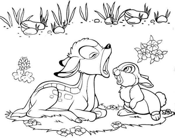 Bambi And Rabbit Singing Coloring Page Desenhos Pra Colorir Desenhos Colorir