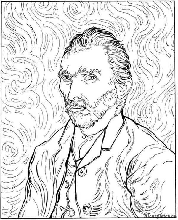 Vincent Van Gogh Kleurplaat 52520 Kleurplaat Van Gogh Kunst Zelfportret Elementaire Kunst