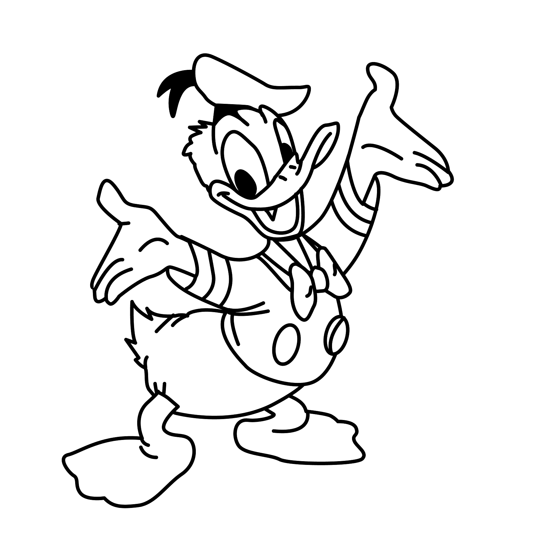 Simple Donald Coloring Page To Download For Free Cartoon Coloring Pages Drawings Duck Drawing