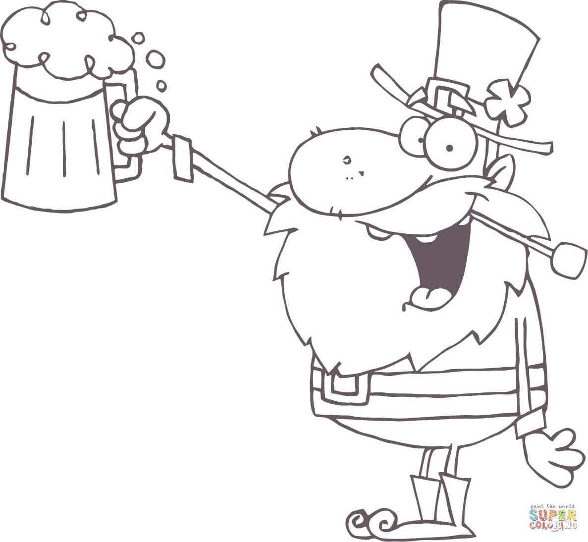 Lucky Leprechaun Toasting With A Mug Of Beer Super Coloring
