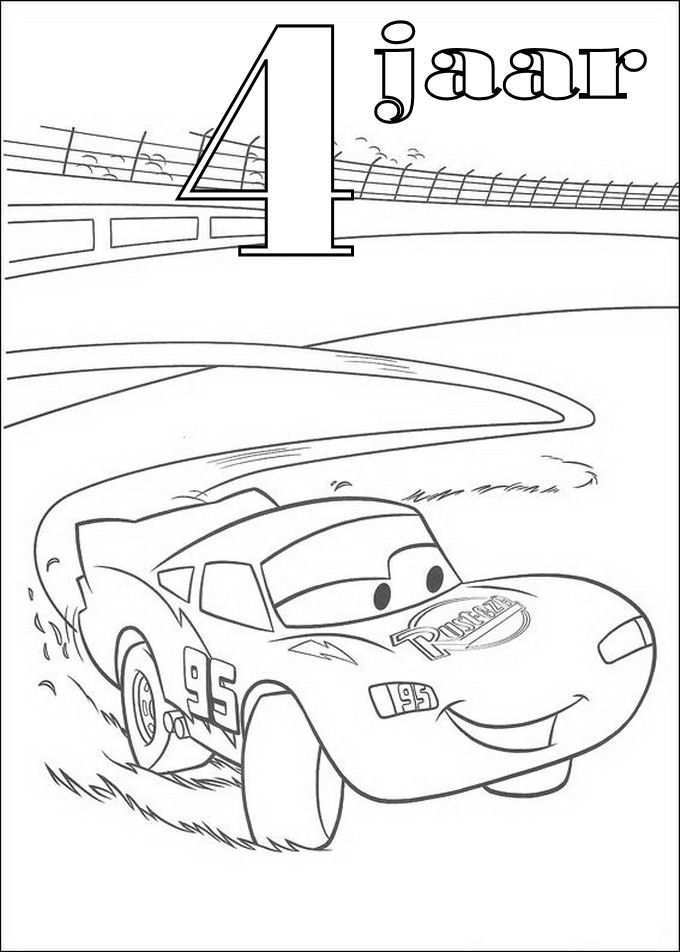 Kleurplaat Cars Verjaardag Bliksem Racet 4 Jaar Boek Bladzijden Kleuren Gratis Kleurp