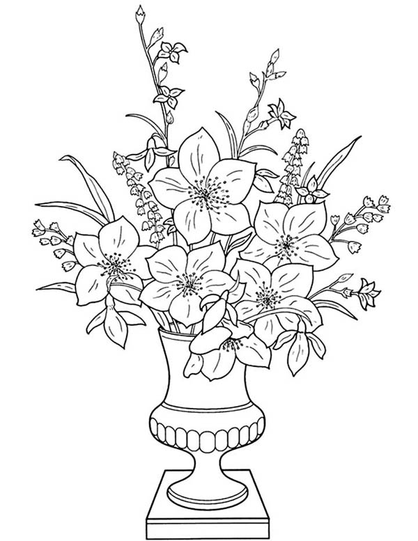 Classic Flower Vase Coloring Page Coloring Sky Mandala Kleurplaten Bloemen Tekenen Bl