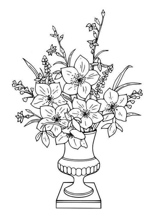 Coloring Page Bouquet Of Lillies Img 18643 Mandala Kleurplaten Bloemen Tekenen Bloem