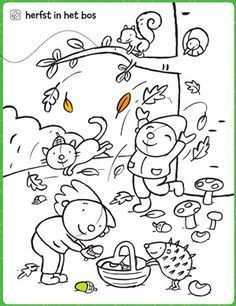Kleurplaat Herfst In Het Bos Herfstwerkjes Herfst Activiteiten Kinderkleurplaten