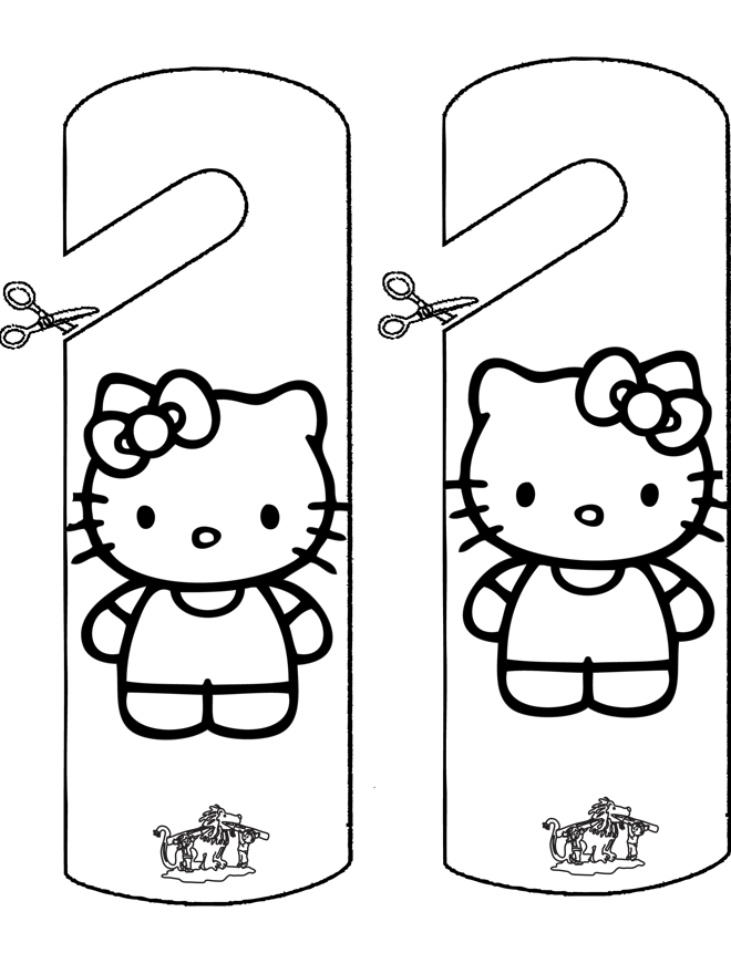 Deurhanger Knutselen Knutselen Bouwplaten Deurhanger Hello Kitty Verjaardag Kleurplat