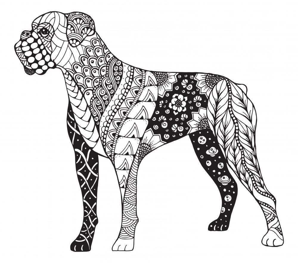 Mandalas De Perros Faciles Boxer Dog Tattoo Boxer Dogs Dog Coloring Page