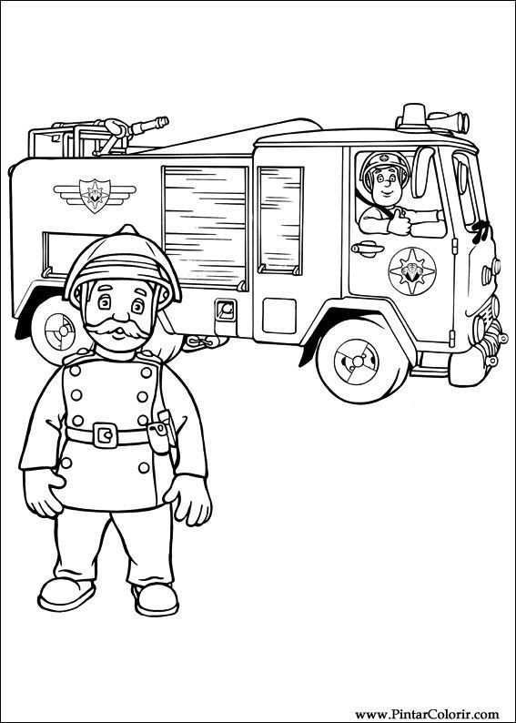 Drawings To Paint Colour Fireman Sam Print Design 009 Brandweerman Kleurplaten Voor K