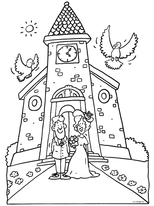 Kleurplaat Trouwen Huwelijk Bruidspaar Kleurplaten Nl Knutselen Thema Trouwen Kinderen Bruiloftsactiviteiten Kinderen Op Bruiloft
