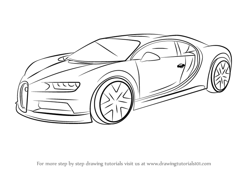 Learn How To Draw Bugatti Chiron Sports Cars Step By Step Drawing Tutorials Bugatti C