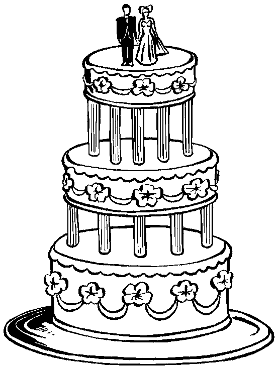 Trouwen Huwelijk Kleurplaten Cartoon Cake Wedding Theme Design Cake Drawing