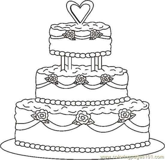 Weddingcake1bw Www Coloringpages101 Com Site Free Colouring Pages Kleurplaten Bruiloft Trouwdag