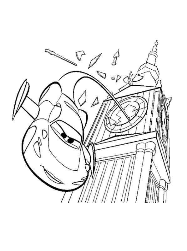 Kids N Fun Kleurplaat Cars 2 Holley Springt Uit De Big Ben Cars Coloring Pages Disney