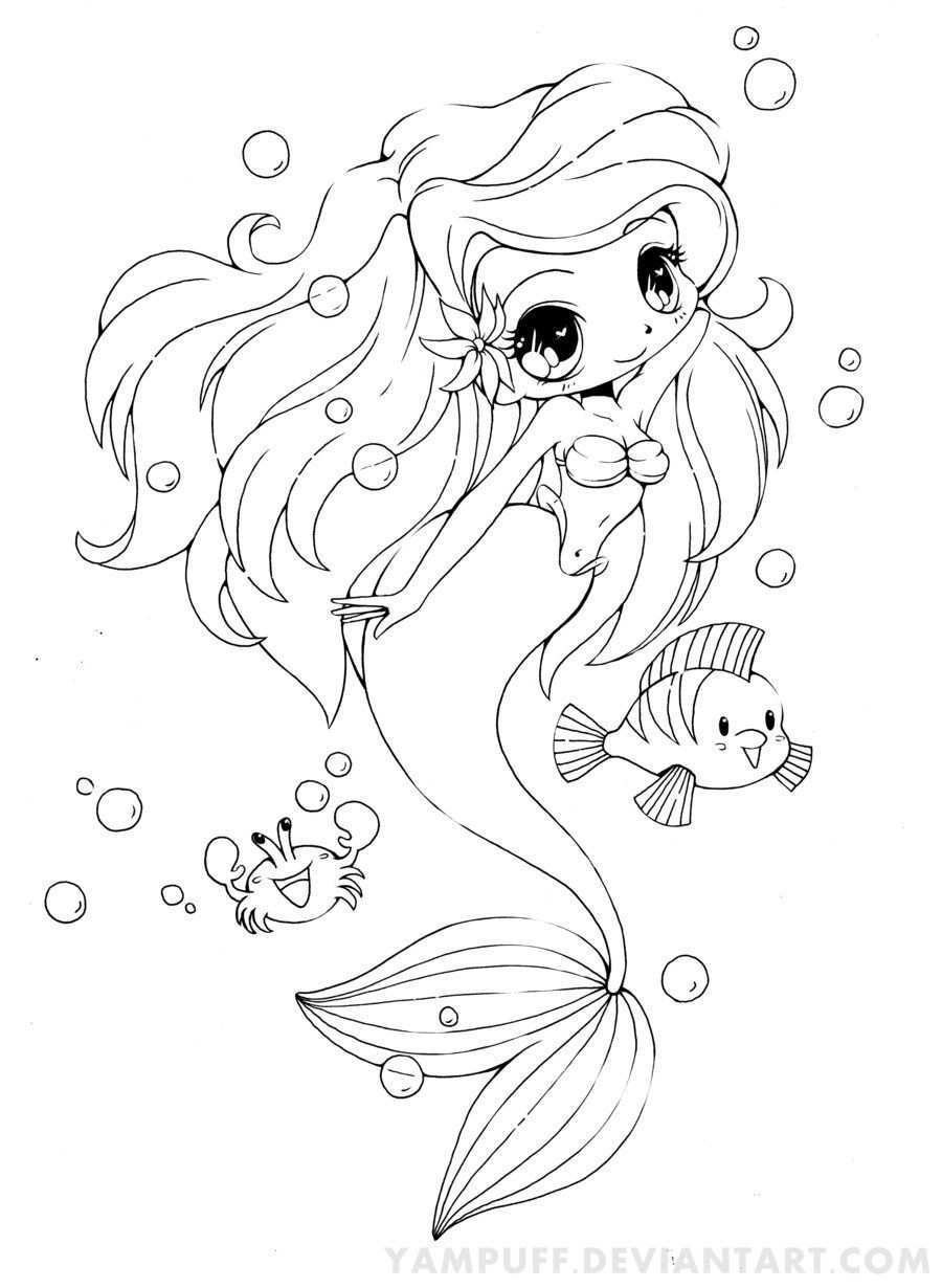 Ariel The Little Mermaid Chibi By Yampuff Deviantart Com Mandala Tekeningen Digi Stem