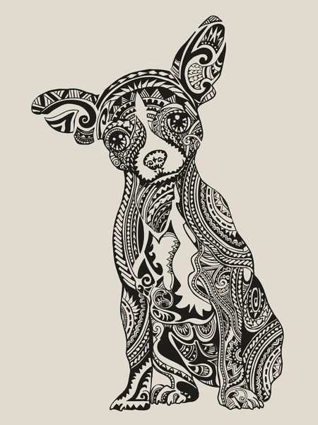 Polynesian Chihuahua By Huebucket Huebucket Chihuahua Art Art Prints Zentangle Animals