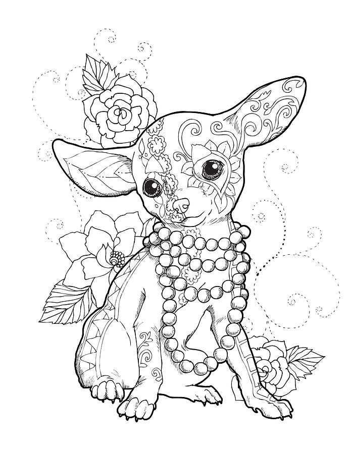 Chihuahua Chic Painting By Cindy Elsharouni Dog Coloring Page Cute Coloring Pages Col