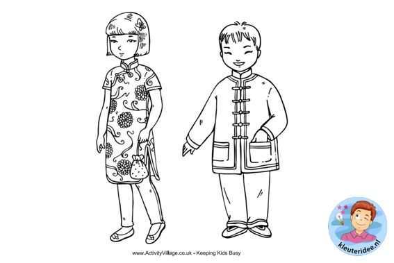 Kleurplaat Chinese Kinderen Colorpage Chinese Kids Kleuteridee Nl Bijen Thema Thema K