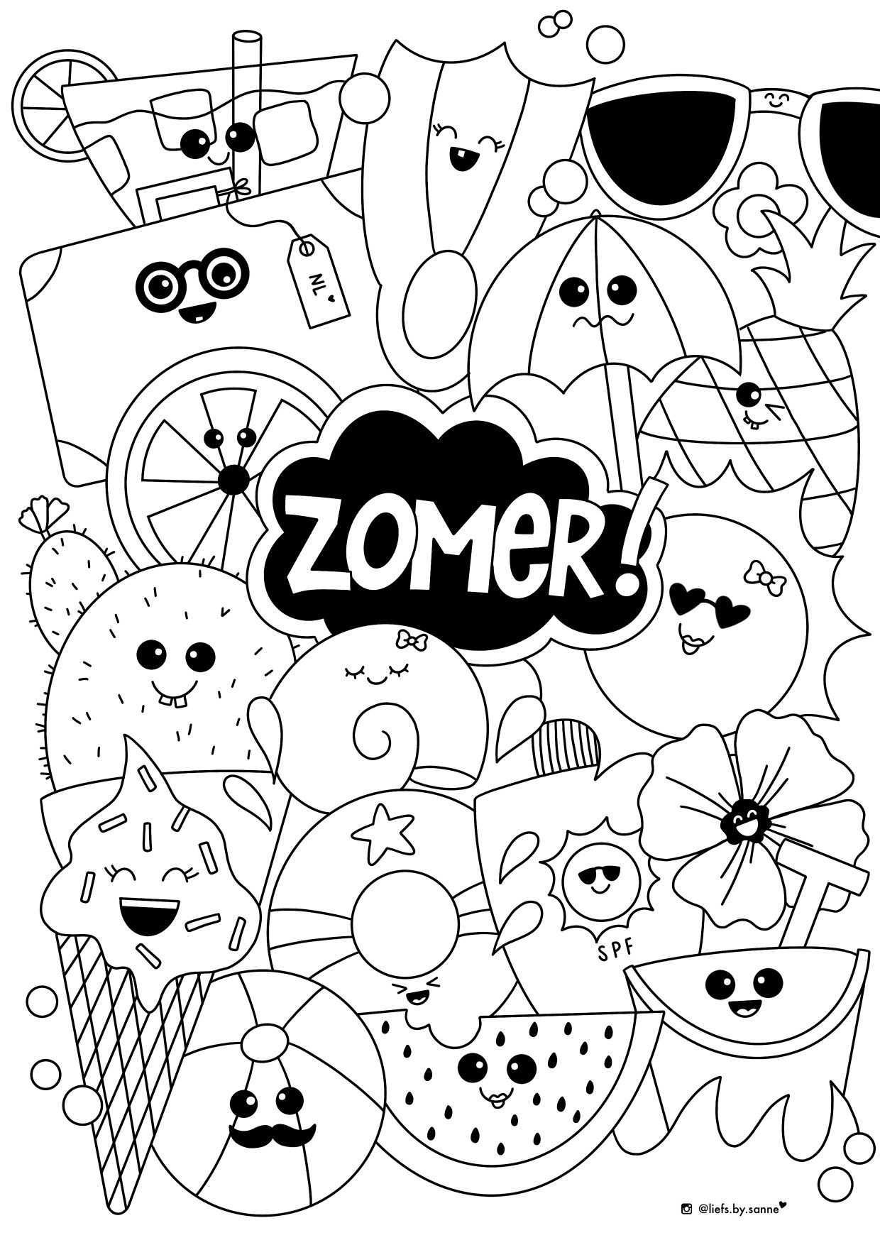 Zomer Summer Kleurplaat Coloring Page In 2020 Tekenlessenplannen Kleurplaten Knutseli