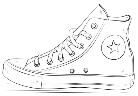 Converse Shoes Coloring Page From Clothes And Shoes Category Select From 24661 Printable Crafts Of Cartoons Natu Sneakers Drawing Shoes Drawing Converse Shoe