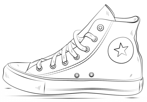 Converse Shoes Coloring Page From Clothes And Shoes Category Select From 24661 Printa