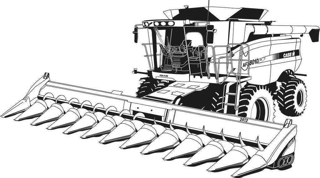 Combine Harvester Case Ih Coloring Pages Printable Tractor Coloring Pages Farm Colori