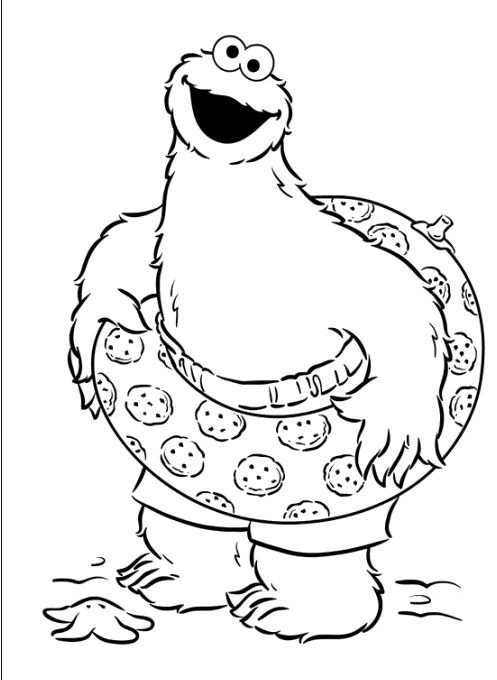 Monsters Wear Buoy Cookies Coloring Pages Cookie Monster Cartoon Coloring Pages Monster Coloring Pages Beach Coloring Pages Sesame Street Coloring Pages