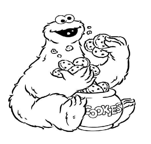 Cookie Monster Eating Cookies Coloring Pages Monster Tekening Sesamstraat Kleurplaten