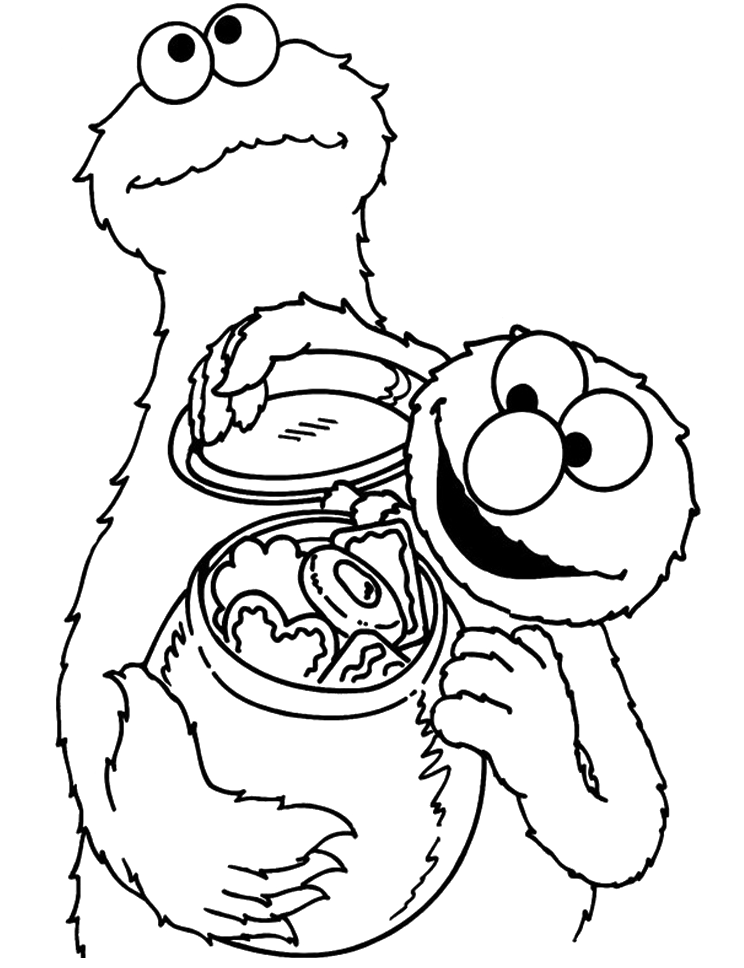 Cookie Monster Very Happy Cookie Monster With Elmo Coloring Monster Coloring Pages Elmo Coloring Pages Sesame Street Coloring Pages