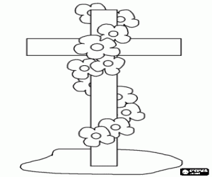 Een Kruis Met Een Bloemen Guirlande Kleurplaat Kleurplaten Godsdienstles Pasen