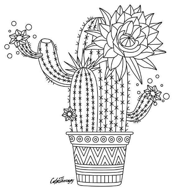 Cactus To Color With Color Therapy Try This App For Free Get Colortherapy Me Pattern