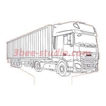 Daf Xf Truck 3d Illusion Lamp Plan Vector File For Laser And Cnc 3bee Studio 3d Illus