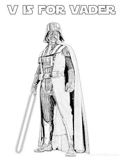 V Is For Vader Star Wars Alphabet Coloring Page Vader Star Wars Darth Vader Birthday