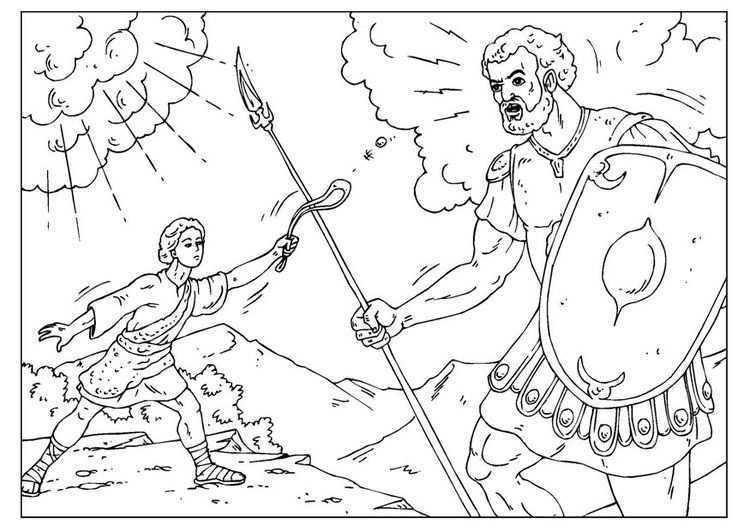 Coloring Page David And Goliath Img 25958 David And Goliath Coloring Pages Bible Craf