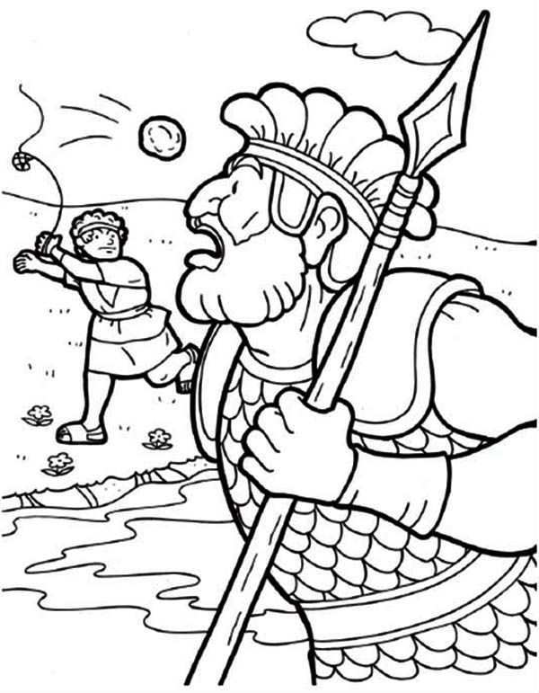 David And Goliath Coloring Pages Throwing The Stones David And Goliath David And Goli
