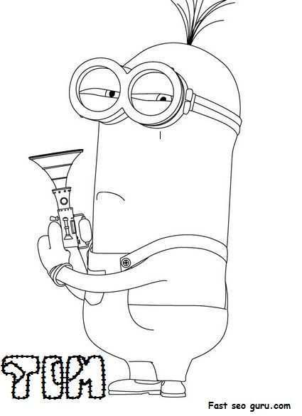 Print Out Disney Two Eyed Minion Tim Despicable Me 2 Coloring Pages Jpg 425 586 Pixel