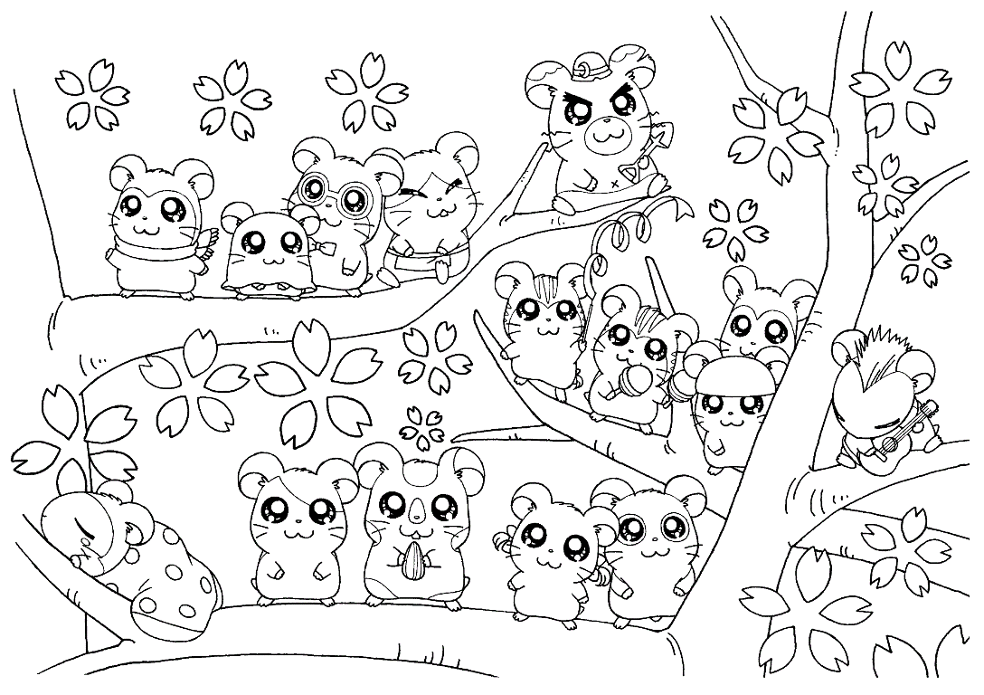 All Hamsters On A Tree Coloring Page Kids Coloring Page Cute Coloring Pages Memorial