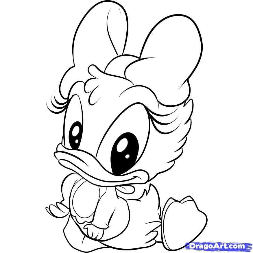 Step 6 How To Draw Baby Daisy Duck Baby Disney Characters Cartoon Coloring Pages Cute