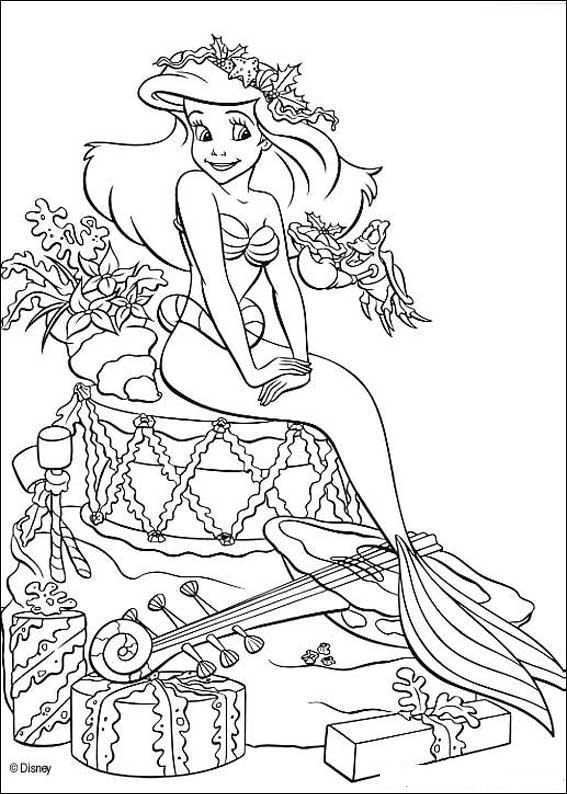 Coloring Page Ariel The Little Mermaid Prinses Kleurplaatjes Kleurplaten Kerstkleurpl