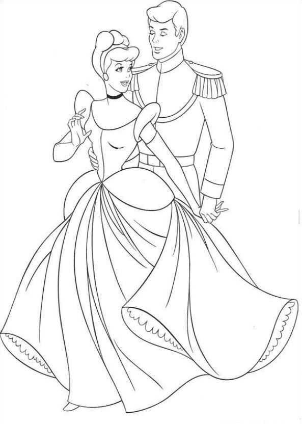 Print Assepoester En De Prins Kleurplaat Cinderella Coloring Pages Princess Coloring