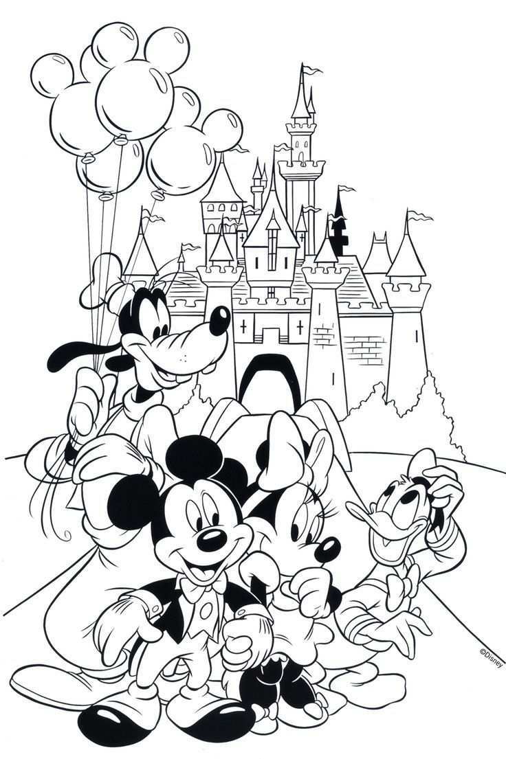 Free Disney Coloring Page Features Cinderella S Castle And All The Gang At Walt Disne
