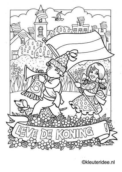 Kleurplaat Koningsdag Voor Kleuters 4 Kleuteridee Nl The Kings Day Coloring Kleurplat