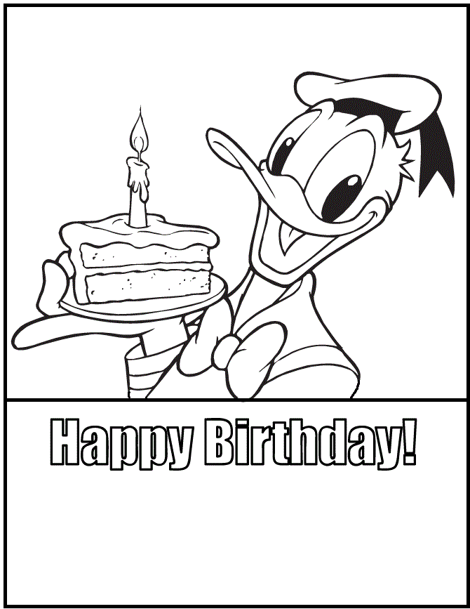 Happy Birthday Cake By Donald Duck Coloring Pages For Kids Co2 Printable Birthdays Co