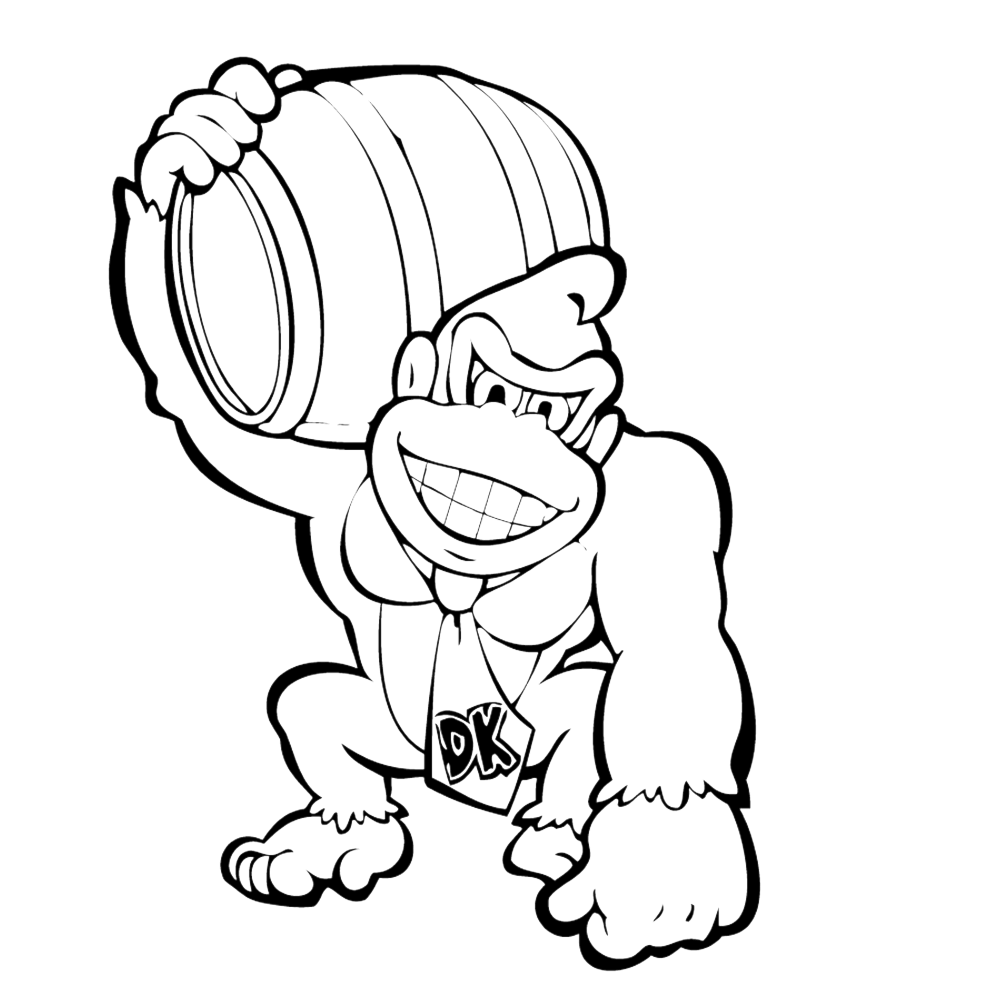 Leuk Voor Kids Kleurplaatdonkey Kong Met Zijn Ton Super Mario Coloring Pages Mario Co