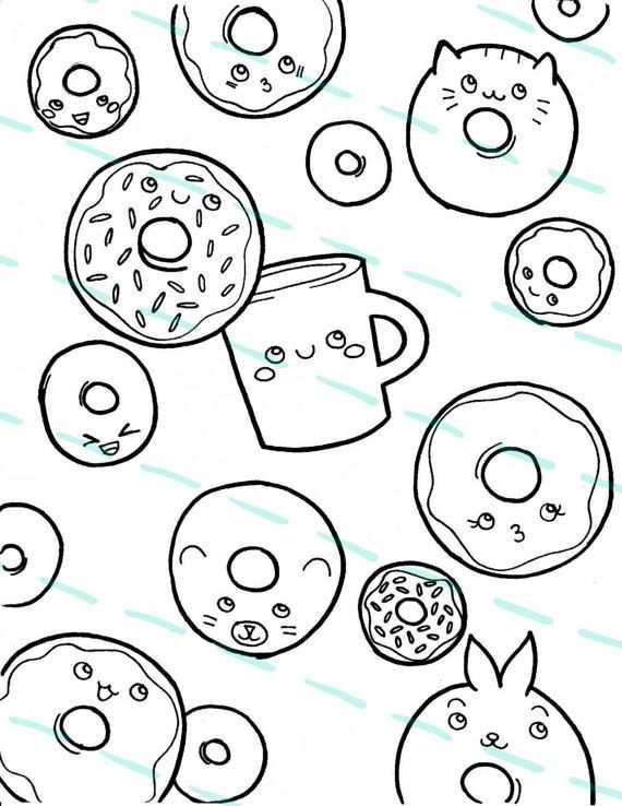 Donuts And Coffee Coloring Page For You And Your Kids Donut Coloring Page Coloring Pa