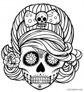 Girl Skull Coloring Pages Kleurplaten Kleurboek Knutselen Halloween