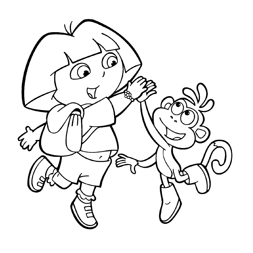 Leuk Voor Kids Kleurplaat Dora En Boots Dora Coloring Cartoon Coloring Pages Free Coloring Pages
