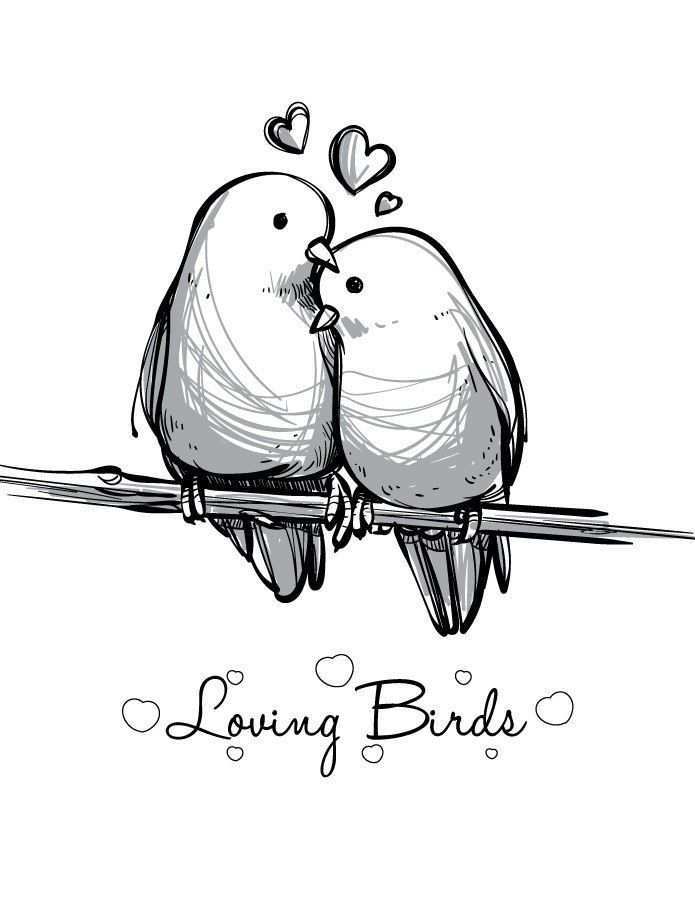Coloriage St Valentin Love Bird Imprimer Carte Love Birds Drawing Bird Drawings Love